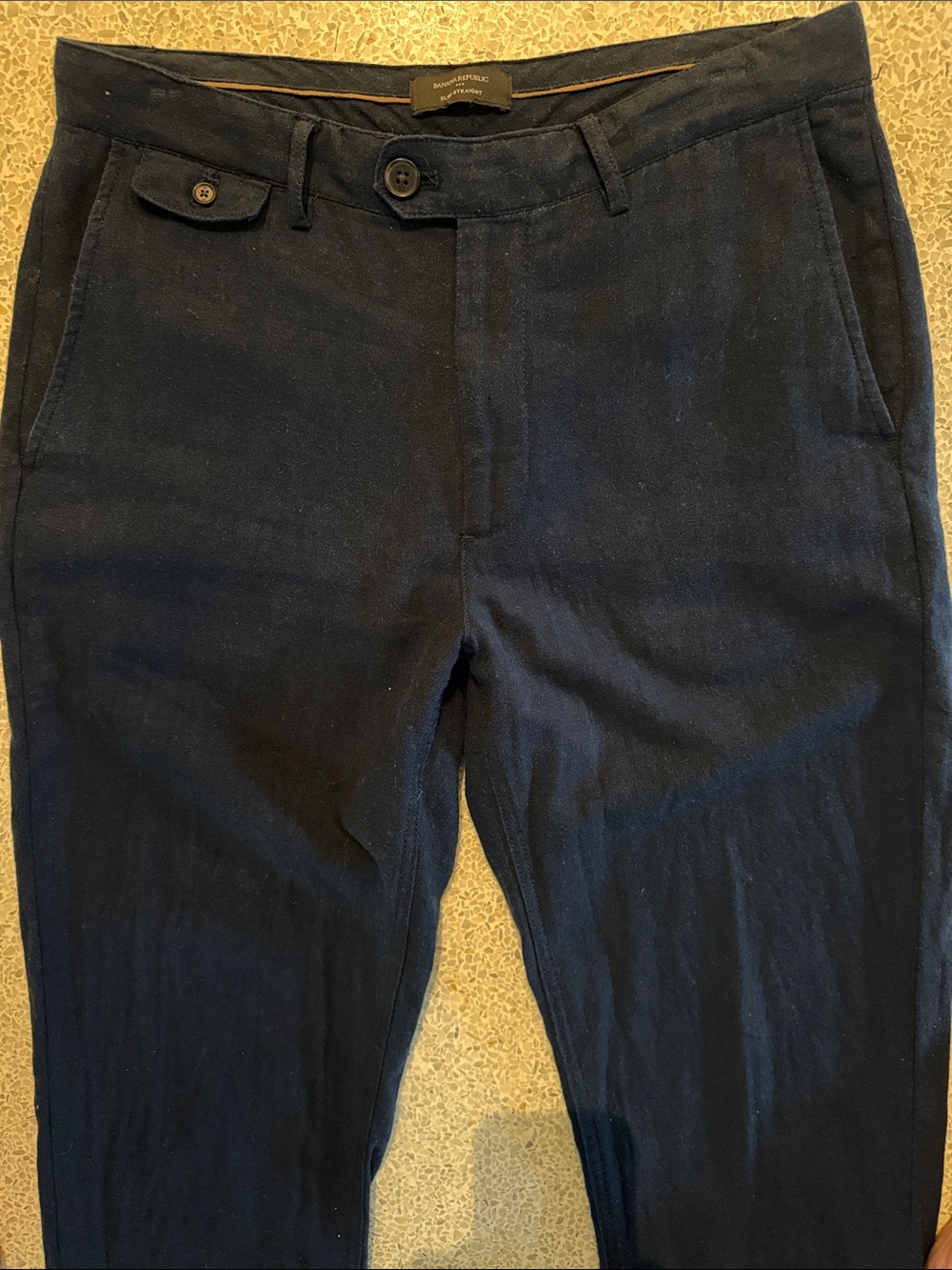 Banana Republic High Waisted Navy Blue Men's Cotton / Linen Chinos 30 x 29